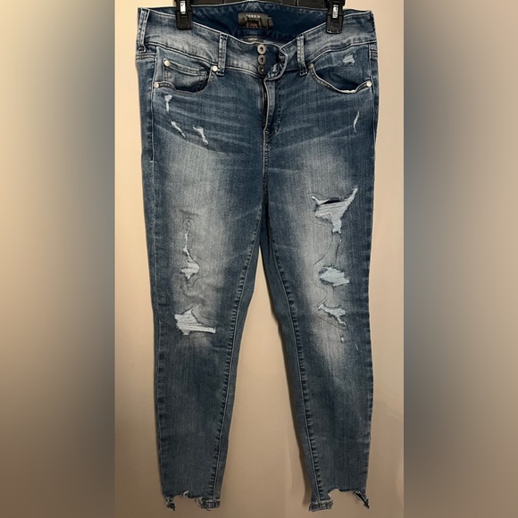 Torrid Bombshell Skinny Premium Stretch High-Rise Destructed Jean - Picture 3 of 6